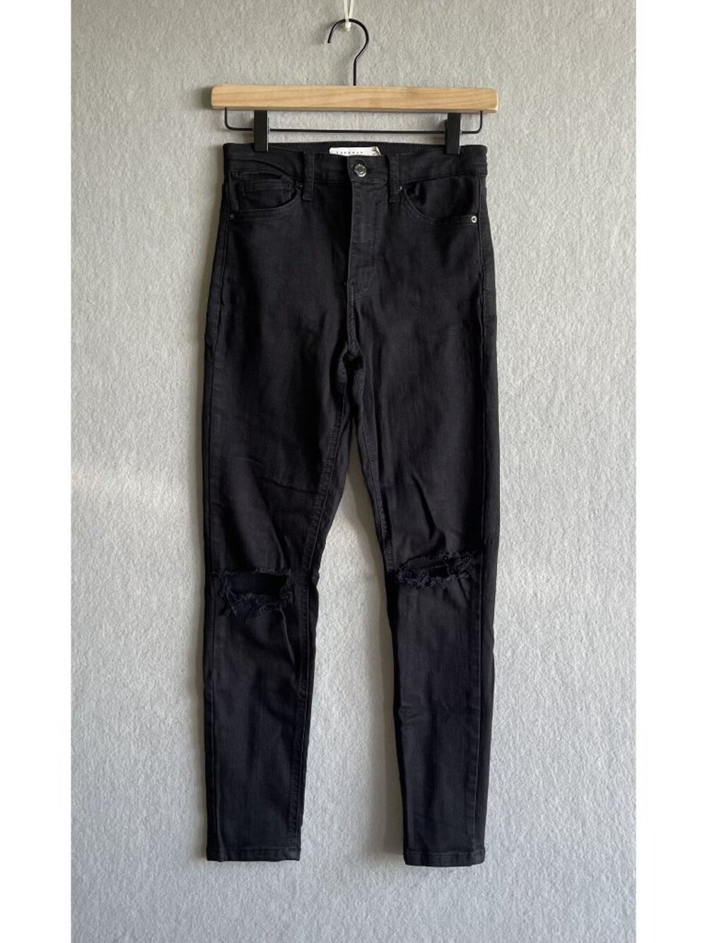 Topshop Jamie Black Distressed Skinny Jeans W26 L30